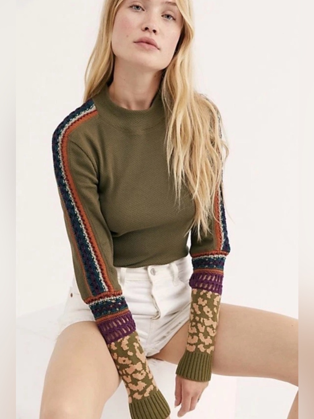 Free People Switch It Up Cuff Thermal Top Medium EUC